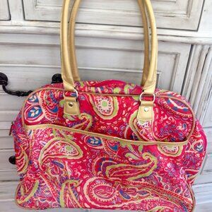 Pink Bag with Beige Handles